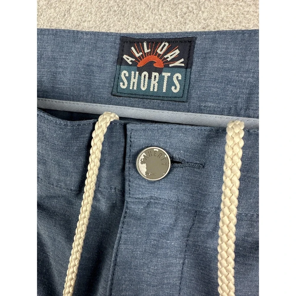 Faherty All Day Shorts Mens 38 Blue Chino Drawstring Stretch Casual 9 Inseam